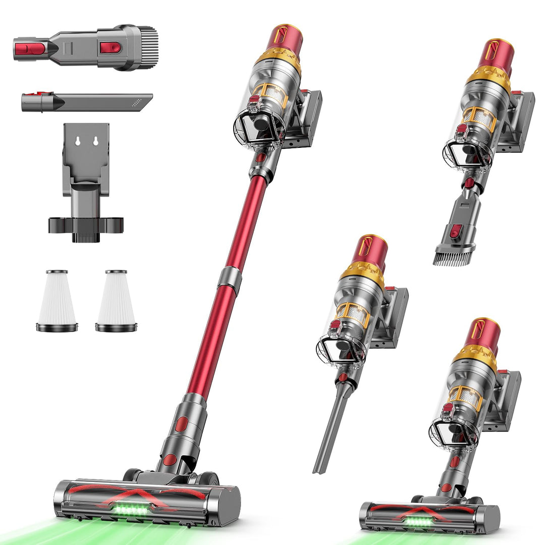 Akku Staubsauger Kabellos 75Mins Laufzeit, Wandmontierte Ladestation, Akkustaubsauger Cordless Vacuu
