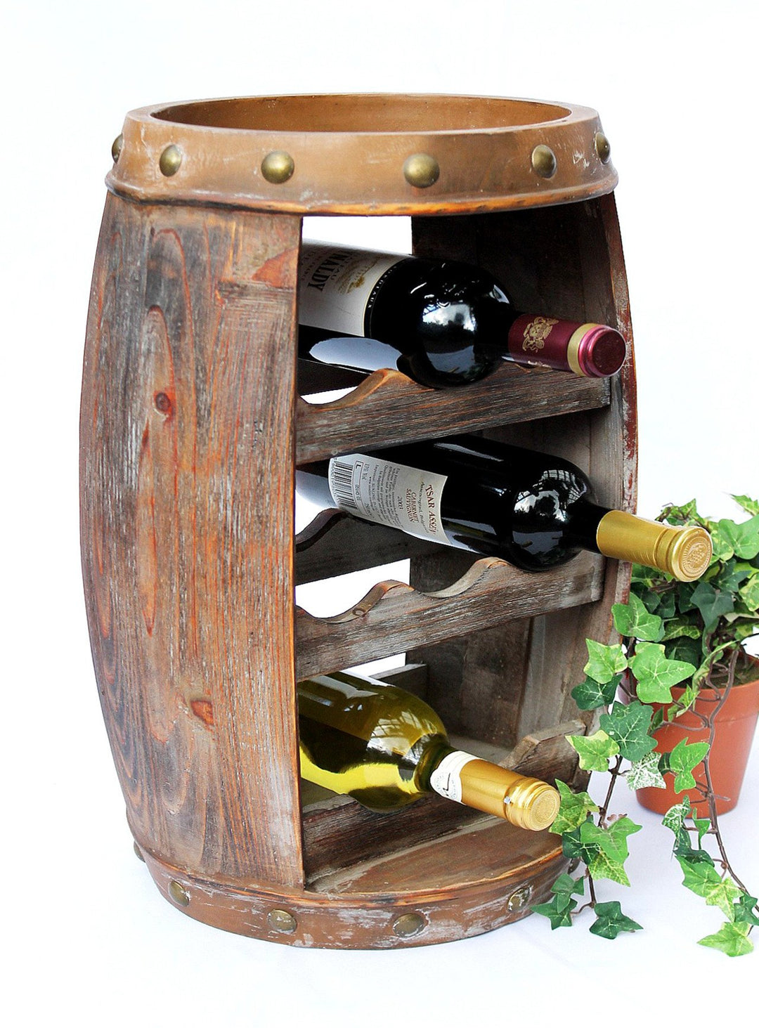 DanDiBo Weinregal Holz Klein Weinfass 1555 Flaschenständer Flaschenregal 50 cm Regal Fass Holzfass