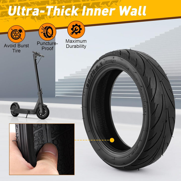 60/70-6.5 Tubeless Reifen mit Ventil für Ninebot Max G30 Elektroroller, E Scooter Reifen Vakuumreife
