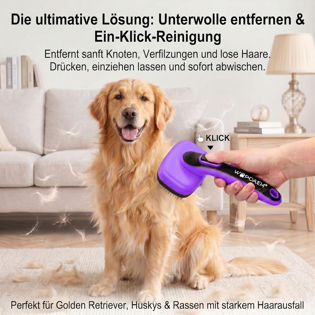 Selbstreinigende Zupfbürste für Hunde und Katzen, zum Ausfallen und Pflegen jeder Hunderasse, schmer