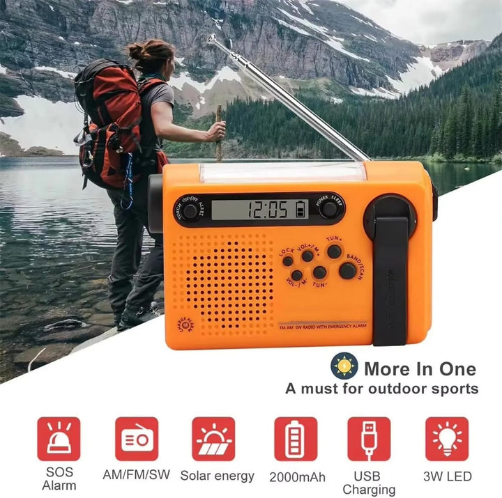 Notfallradio, FM AM SW Vollbandradio mit Solarladung für Den Aussenbereich, Tragbares Wiederaufladba