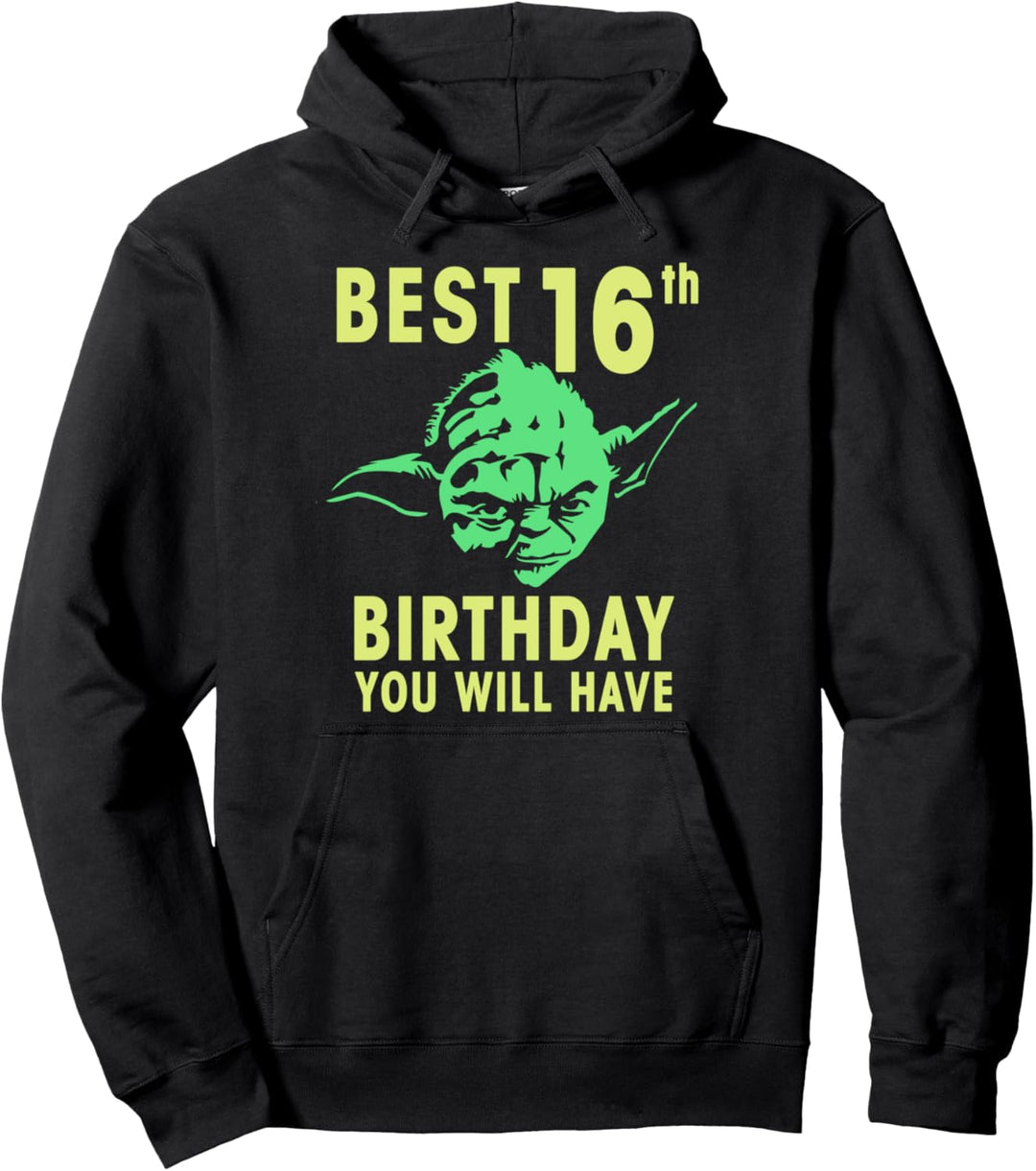 Star Wars Yoda Best 16th Birthday You Will Have Stencil Pullover Hoodie