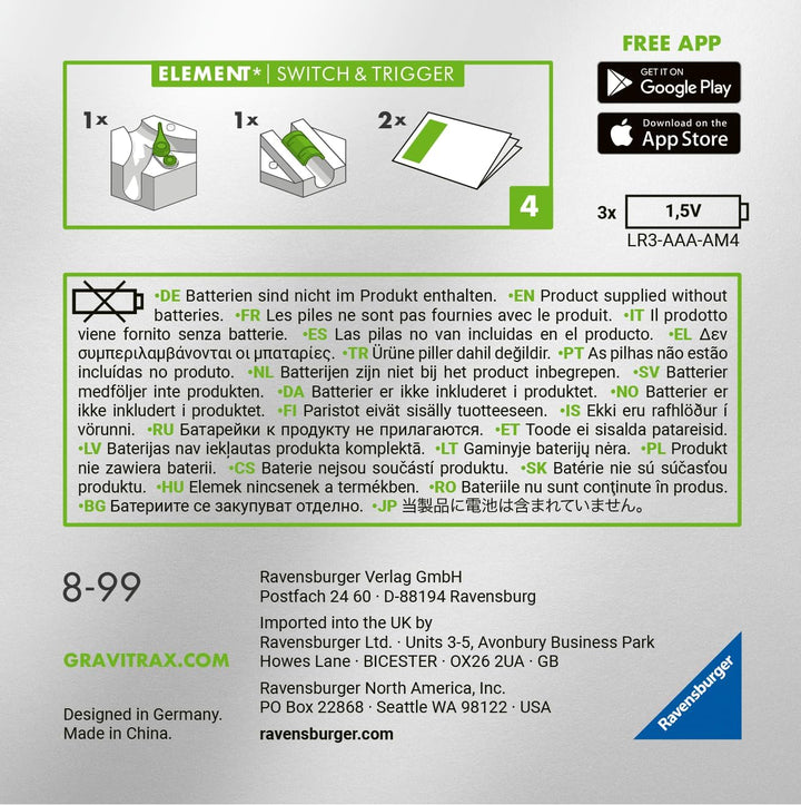 Ravensburger GraviTrax POWER Elemente Switch&Trigger. Elektronisches Zubehör für Kugelbahnen für Kin