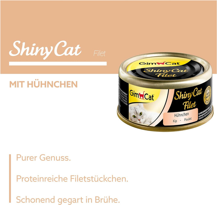 GimCat ShinyCat Filet Hühnchen - Katzenfutter mit saftigem Filet ohne Zuckerzusatz für ausgewachsene
