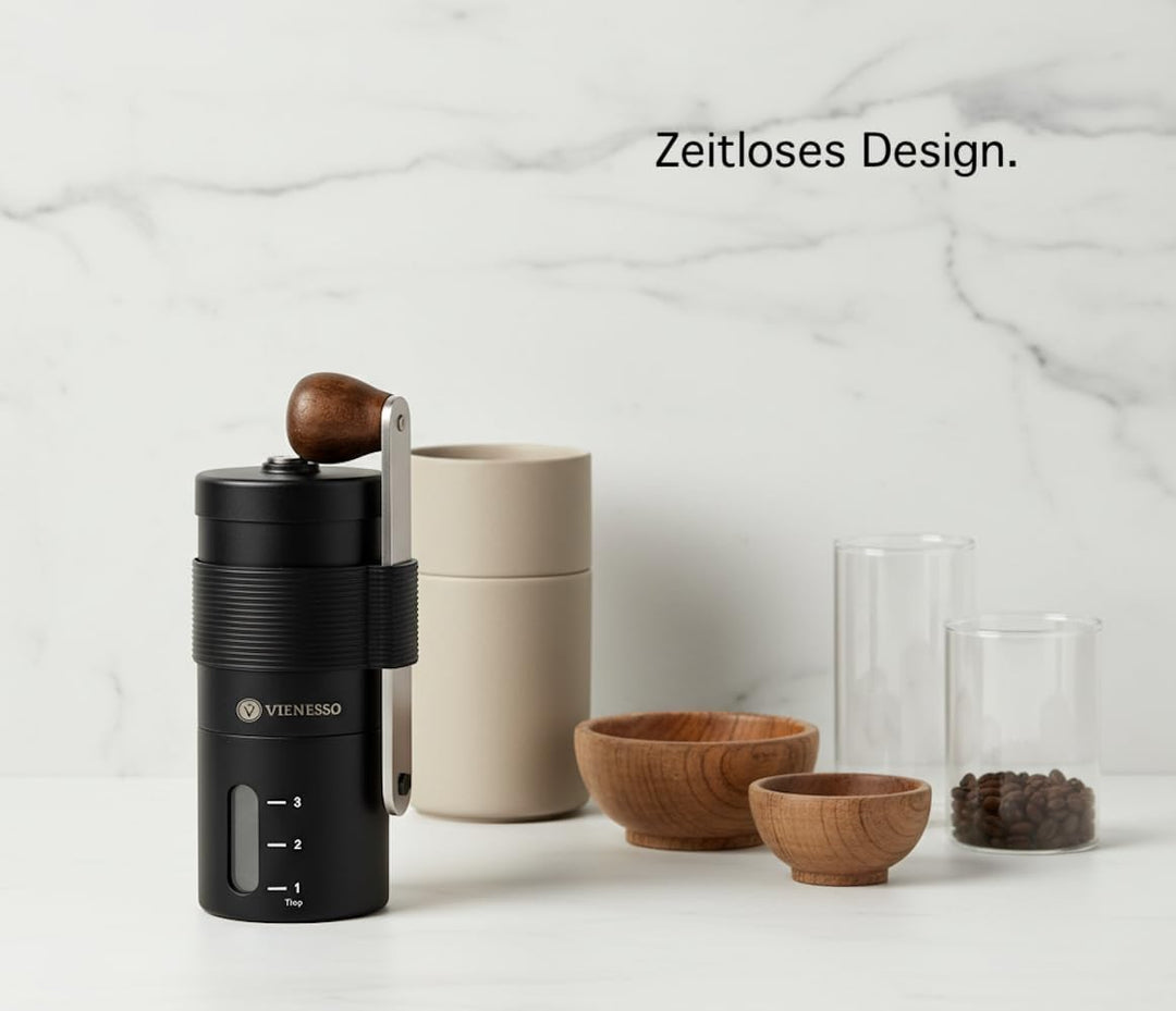 Kaffeemühle Manuell mit Keramikmahlwerk | Kompakte Handkaffeemühle mit stufenloser-Mahlgradeinstellu