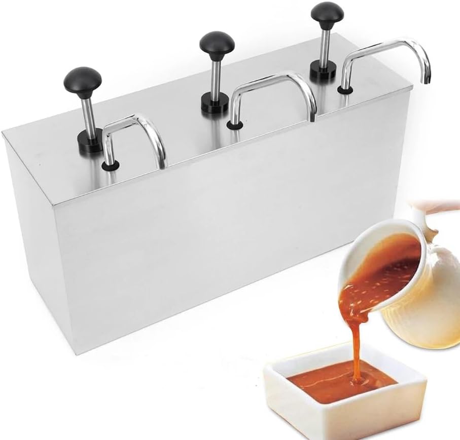 Saucenspender, Sossenspender, Edelstahl, 3 Köpfe, 4 l, Ketchup-Spender, Senfpumpe, schnelle Gastrono
