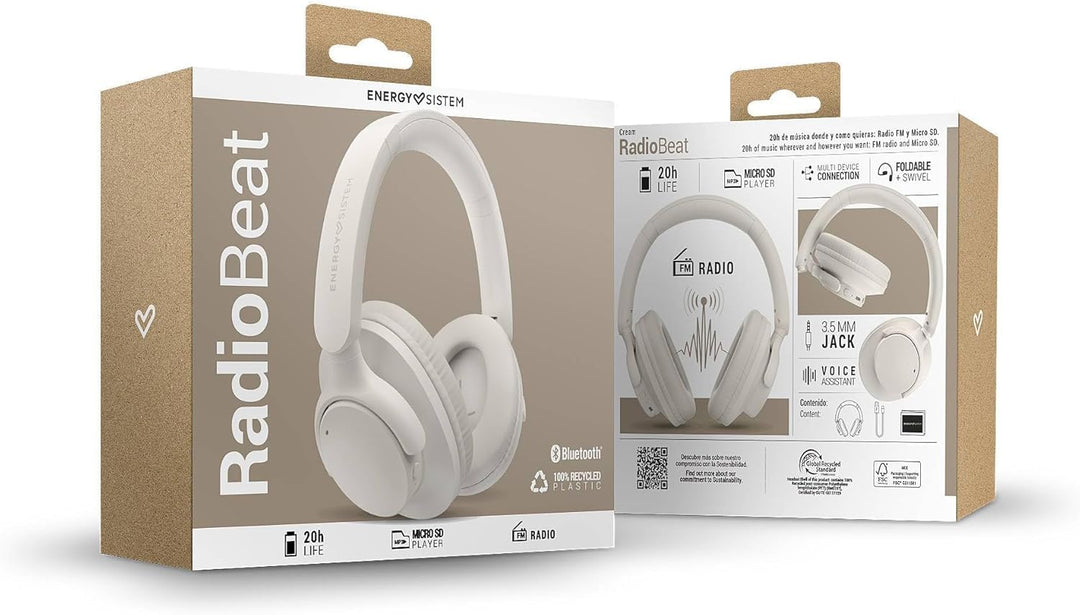 Energy Sistem RadioPlay Bluetooth-Kopfhörer (recycelter Kunststoff, Bluetooth 5.4, 20 Stunden Akkula