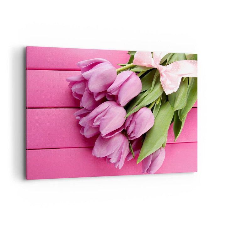 Bilder auf Leinwand 100x70cm Leinwandbild Tulpen Blumenstrauss Garten Gross Wanddeko Bild Schlafzimm