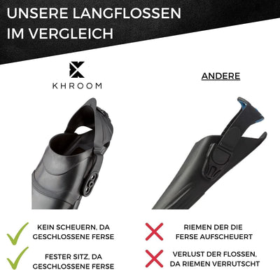 Khroom Flossen Erwachsene Gr. 36-47 - Hochwertig, Made in Italy, Schwimmflossen zum Schnorcheln & Ta