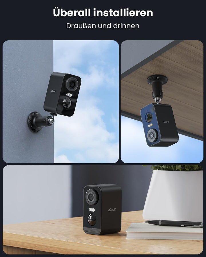 ieGeek 5MP Überwachungskamera Aussen Solar: Kamera mit Akku, 2.4GHz WLAN | Einfache Installation, 52