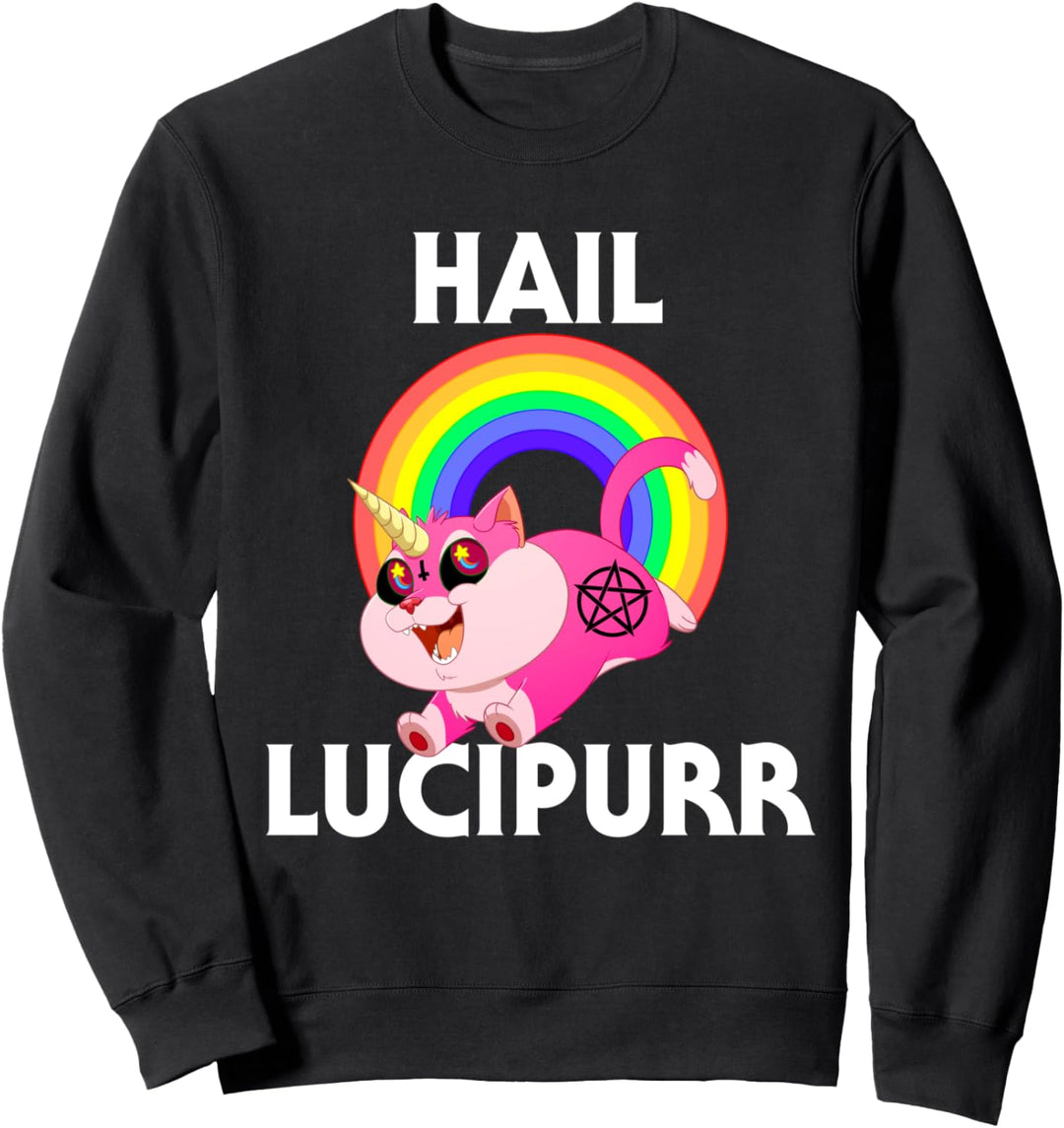 Hail Lucipurr, Satan Katze Einhorn Goth Evil 666 Lucifer Sweatshirt
