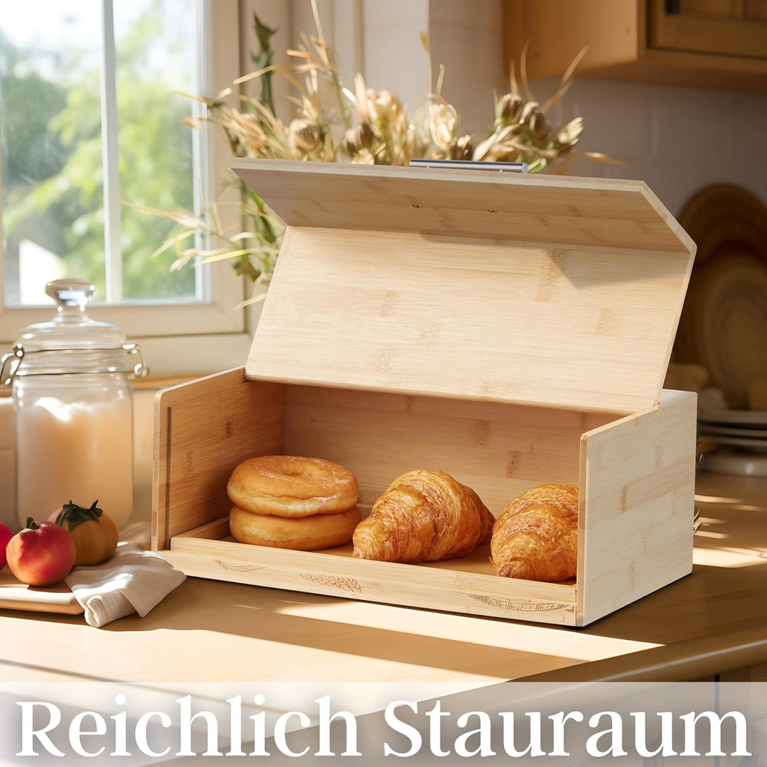 ecosa Brotbox aus nachhaltigem Bambus Brotkasten Brotaufbewahrung Brotkiste Aufbewahrungsbox Brotkor