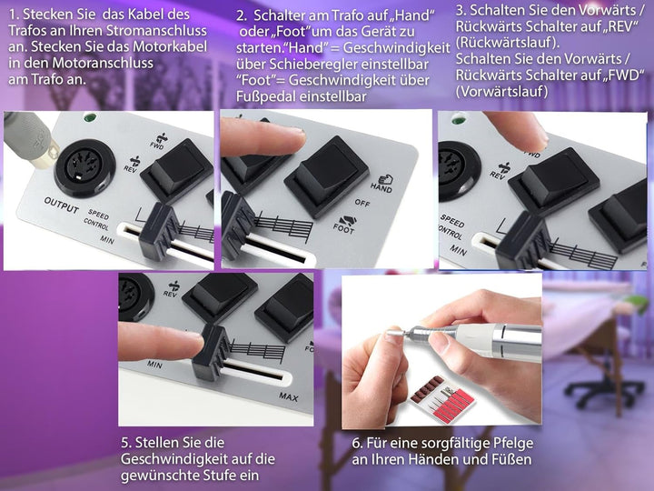 Profi Fusspflegegerät Maniküre Pediküre Set 0 bis 30.000 Umdrehungen (Grundgerät + Hornhaut Set), Gr
