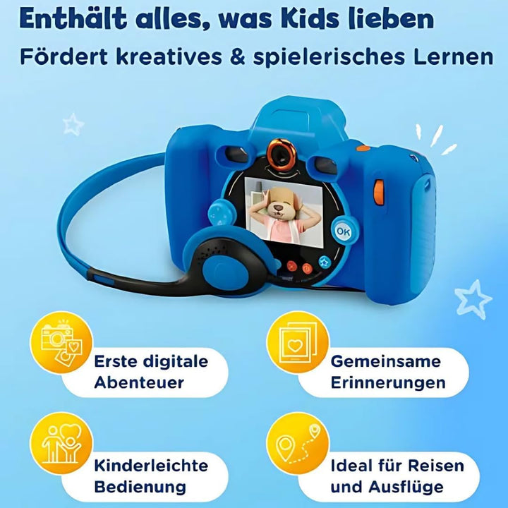 VTech KidiZoom Duo FX in Blau – Robuste Digitalkamera mit kreativen Apps und Spielfunktionen – Für K