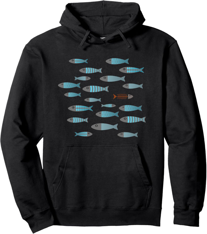 Fisch Schwarm Schwimme gegen den Strom Fische Pullover Hoodie
