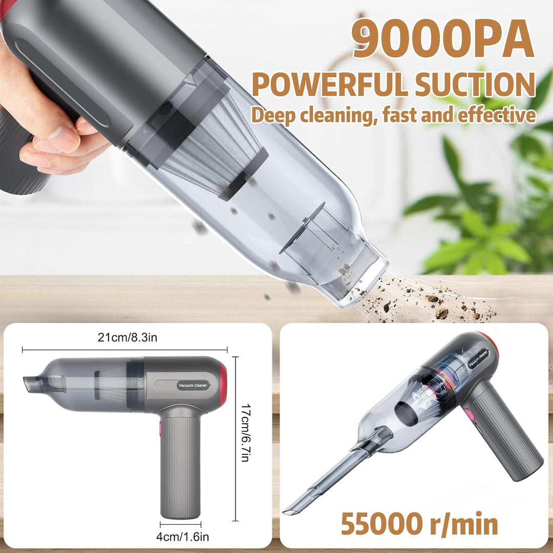 Handstaubsauger, 9000 PA Handstaubsauger Kabellos, Mini/Tragbar/Aufladbar USB Vacuum Cleaner, für Ti