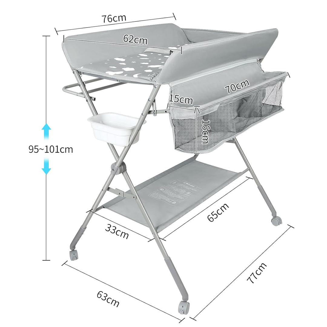 Baby Wickelkommode - Klappbar Wickelkombi - Tragbar Babypflegetisch, Mobiler Wickeltisch mit Sicherh