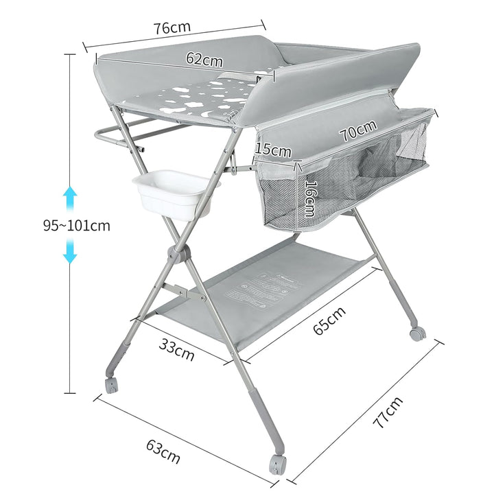 Baby Wickelkommode - Klappbar Wickelkombi - Tragbar Babypflegetisch, Mobiler Wickeltisch mit Sicherh