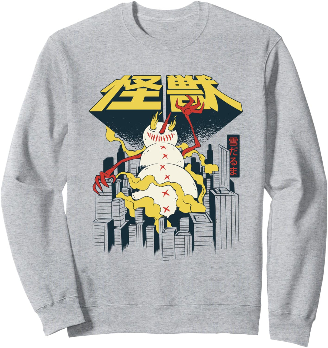 Kaiju Anime Riesenschneemann mit japanischen Buchstaben Sweatshirt