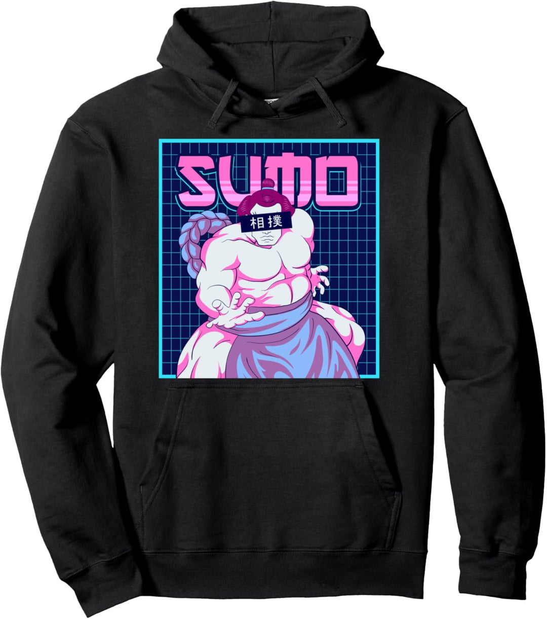Japanese Sumo Wrestler Ringer Vaporwave Aesthetic Kanji Pullover Hoodie