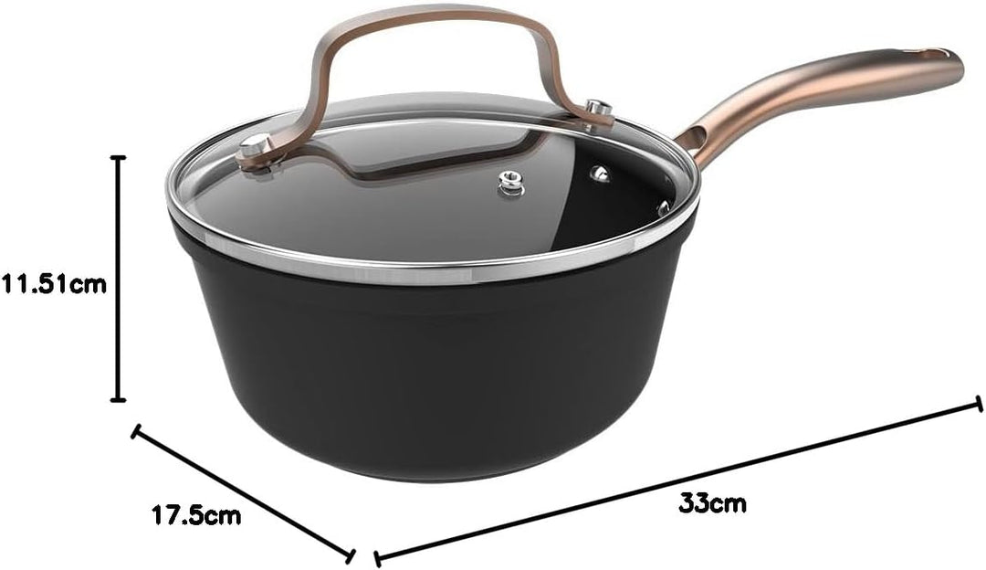 Cecotec Polka Fantasy 16 Goldener Topf. Durchmesser 16 cm, Fassungsvermögen 1,3 l, Geschmiedetes Alu