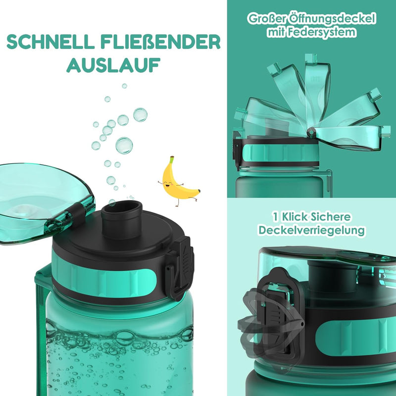 Luyiilo Trinkflasche Kinder Auslaufsicher 500 ml, BPA-Frei Trinkflasche mit Fruchteinsatz, Trinkflas