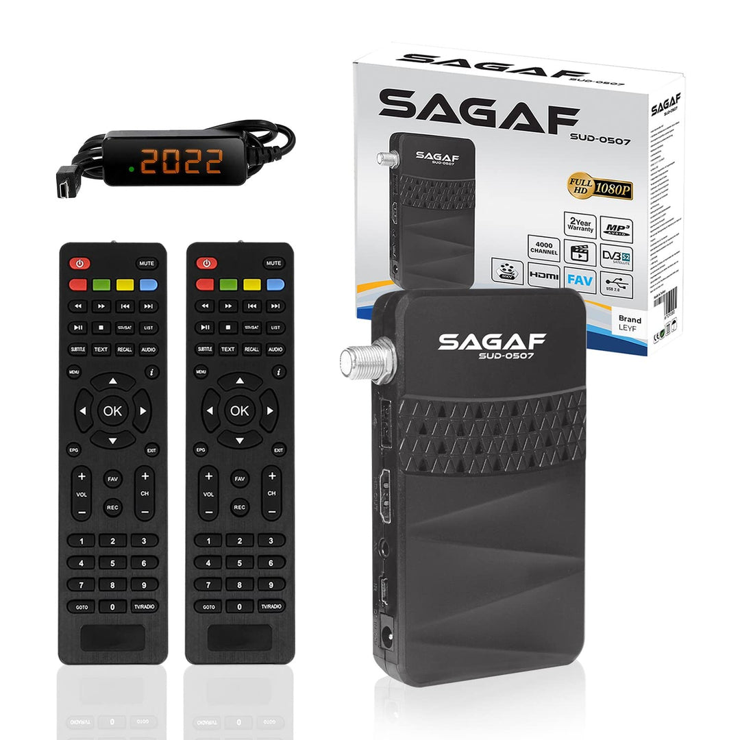 LEYF & Sagaf SUD-0507 Mini Sat Receiver - DVB-S2 - Satelliten Receiver - Full HD 1080p Digital Recei