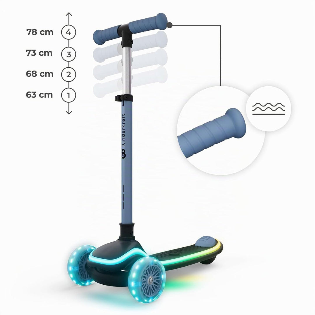 Kinderkraft RAKET UP 2-in-1 Scooter mit Sitz, LED Trittbrett, RGB Rollen, Klappbar, Leichtlaufrollen