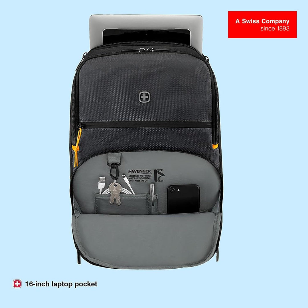 Wenger NEXT 23, Move, Gravity Black, Schwarz, 33cm x 45cm x 21cm, Schwarzer Rucksack
