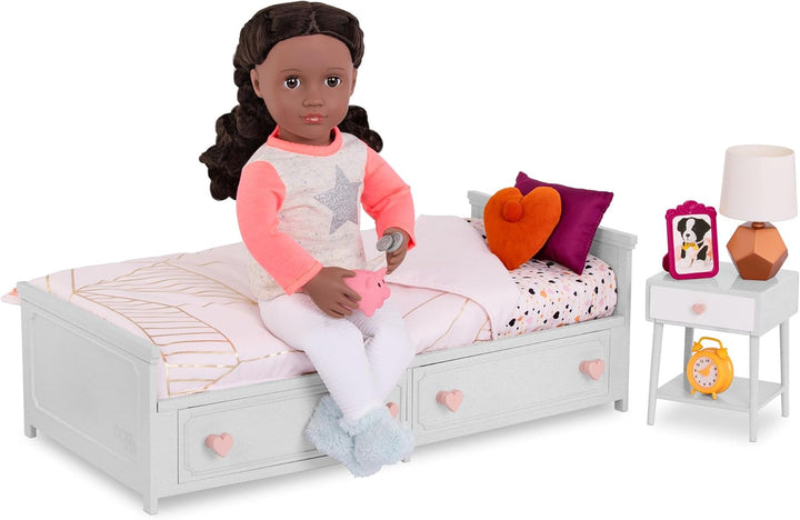 Our Generation – Goodnight Glow – 46 cm Puppe Zubehör – Bettwäscheset – Puppenhausmöbel – Vorgetäusc