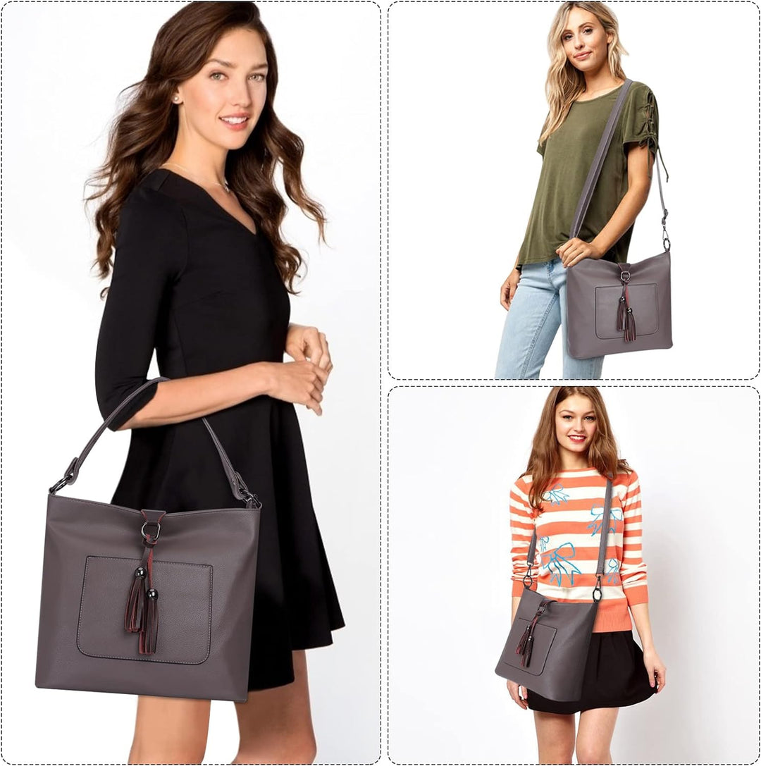 HAWEE Damen Handtasche Kunstleder Grosse Schultertasche Shopper Umhängetasche Frauen Elegante Henkel