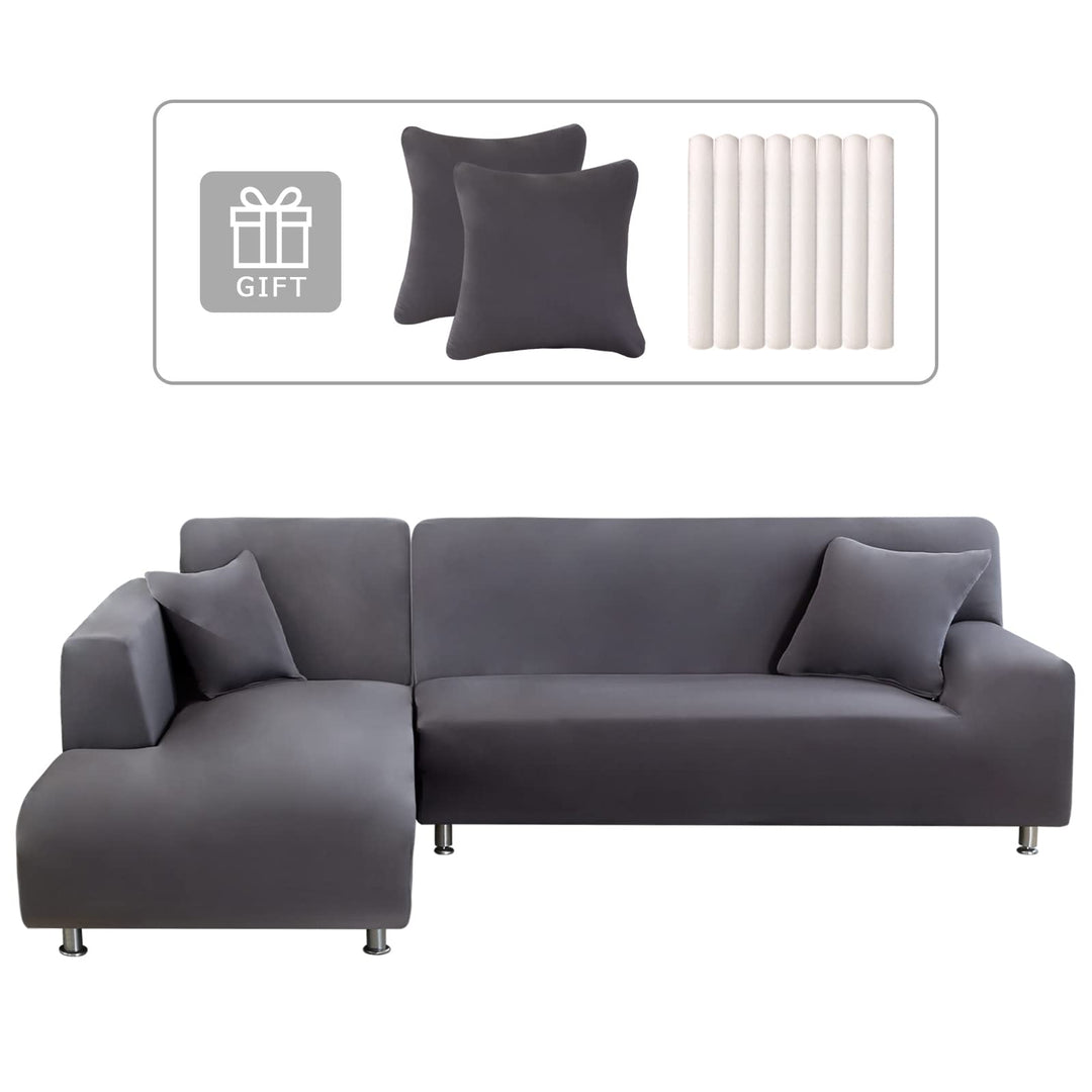 Lydevo Sofabezug Ecksofa L Form Sofa Überwürfe Stretch Sofabezug L Form Rechts oder Links mit Zwei K