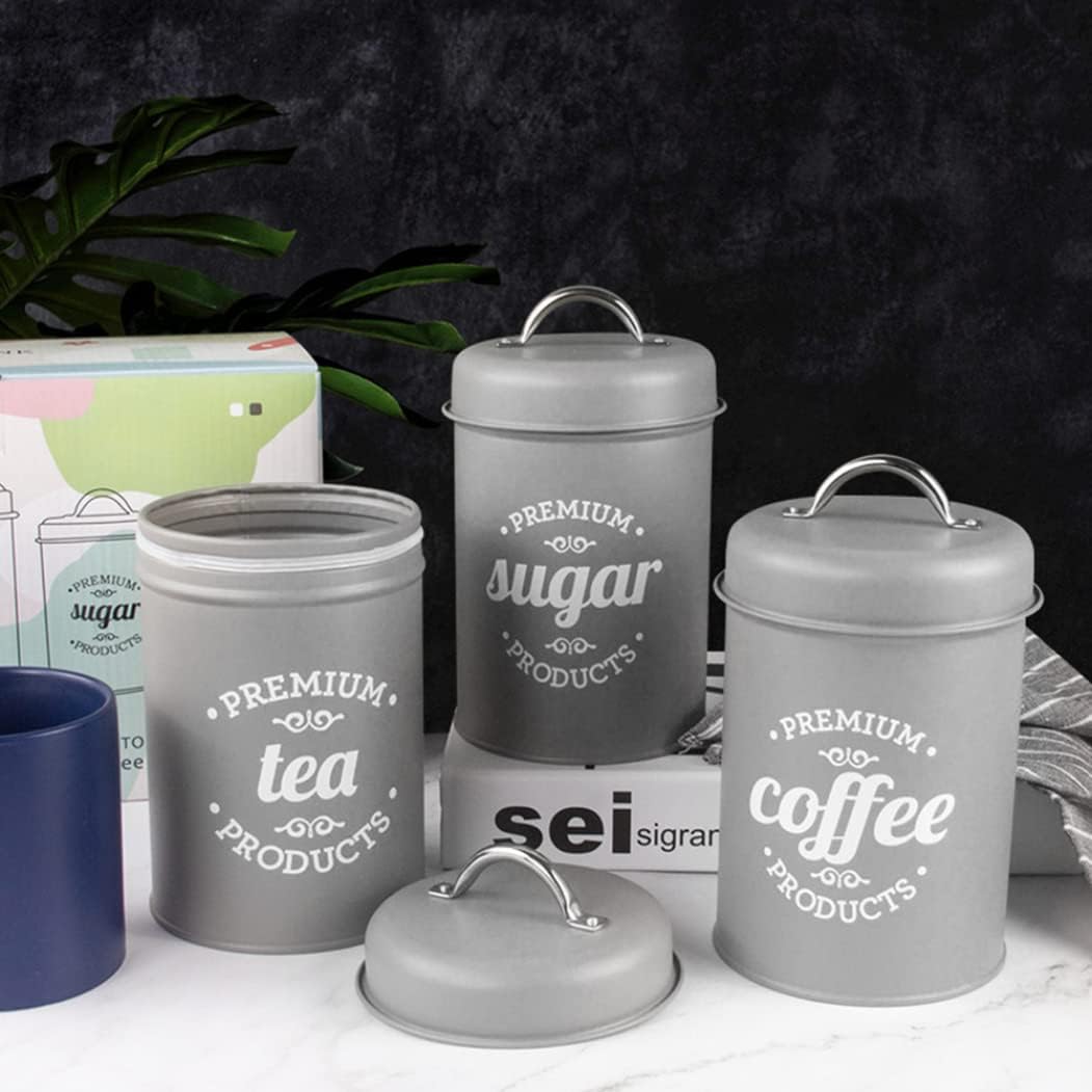 Küchenkanister luftdichtes Metallkanister Dekorationen mit Deckel Set für Zucker Kaffee Tee Aufbewah