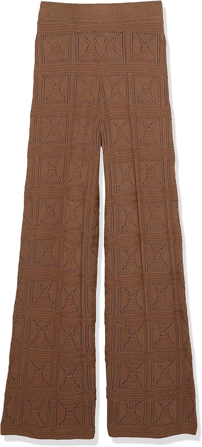 The Drop Damen Hose Diza Pull On Flare Leg Crochet Pant XS Kaffeebohnen, XS Kaffeebohnen