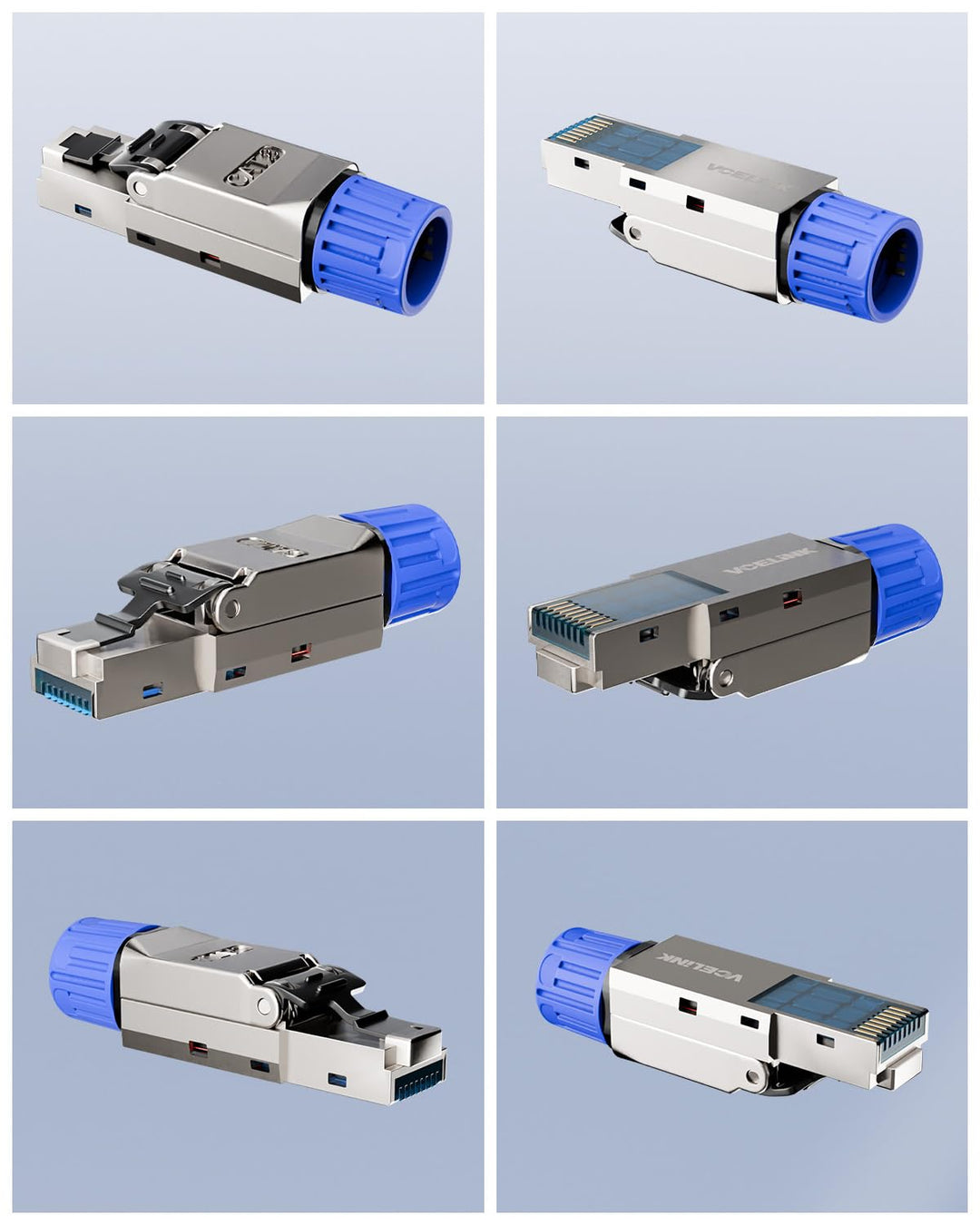 VCELINK RJ45 Stecker Werkzeuglos für Verlegekabel Cat8 Cat7 Netzwerkstecker Werkzeuglos Feldkonfekti