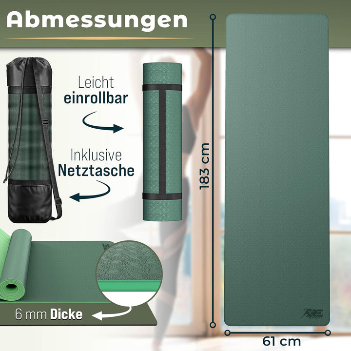 Yogamatte Phthalatfrei | Gymnastikmatte rutschfest | Fitnessmatte schadstofffrei | Trainingsmatte mi