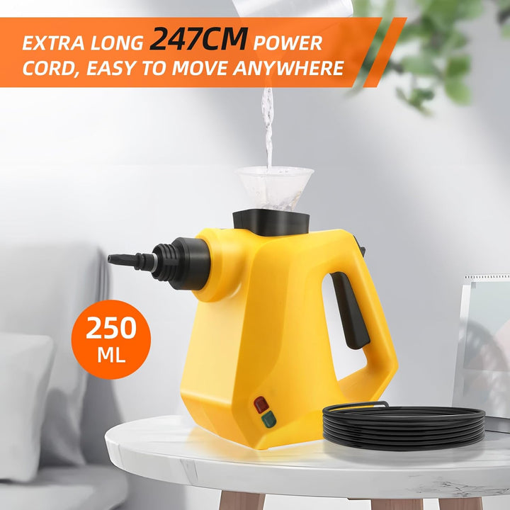 Carehabi Dampfreiniger Handgerät 105°C Dampfreiniger für Alles Dampfreiniger 250 ml Wassertank 10 Zu