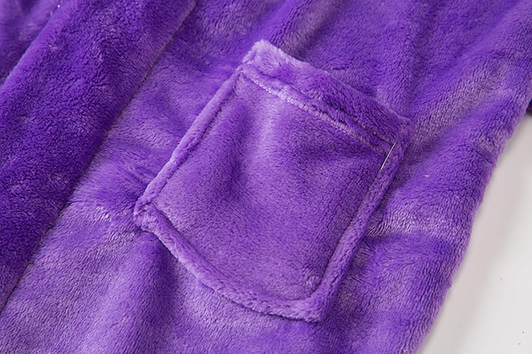 Bademantel für Mädchen, einfarbig, mit Kapuze, Flanell-Fleece-Bademantel für Jungen violett 7-9 Jahr