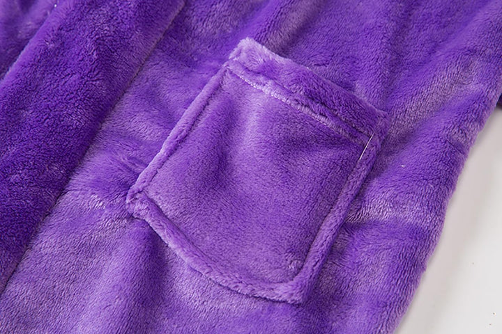 Bademantel für Mädchen, einfarbig, mit Kapuze, Flanell-Fleece-Bademantel für Jungen violett 9-12 Jah