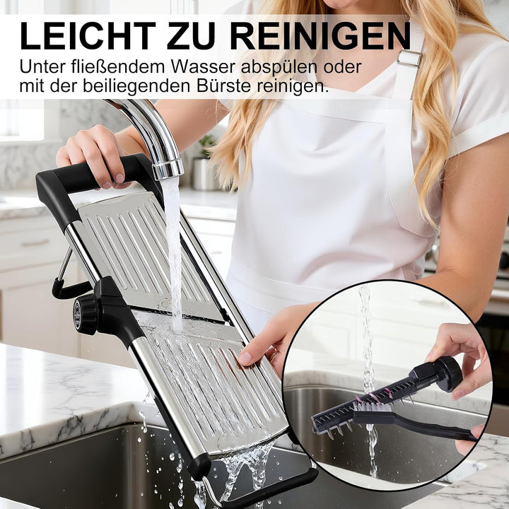 Masthome Gemüsehobel Mandoline, Multifunktion Gemüseschneider Edelstahl mit Schnittfesten Handschuhe