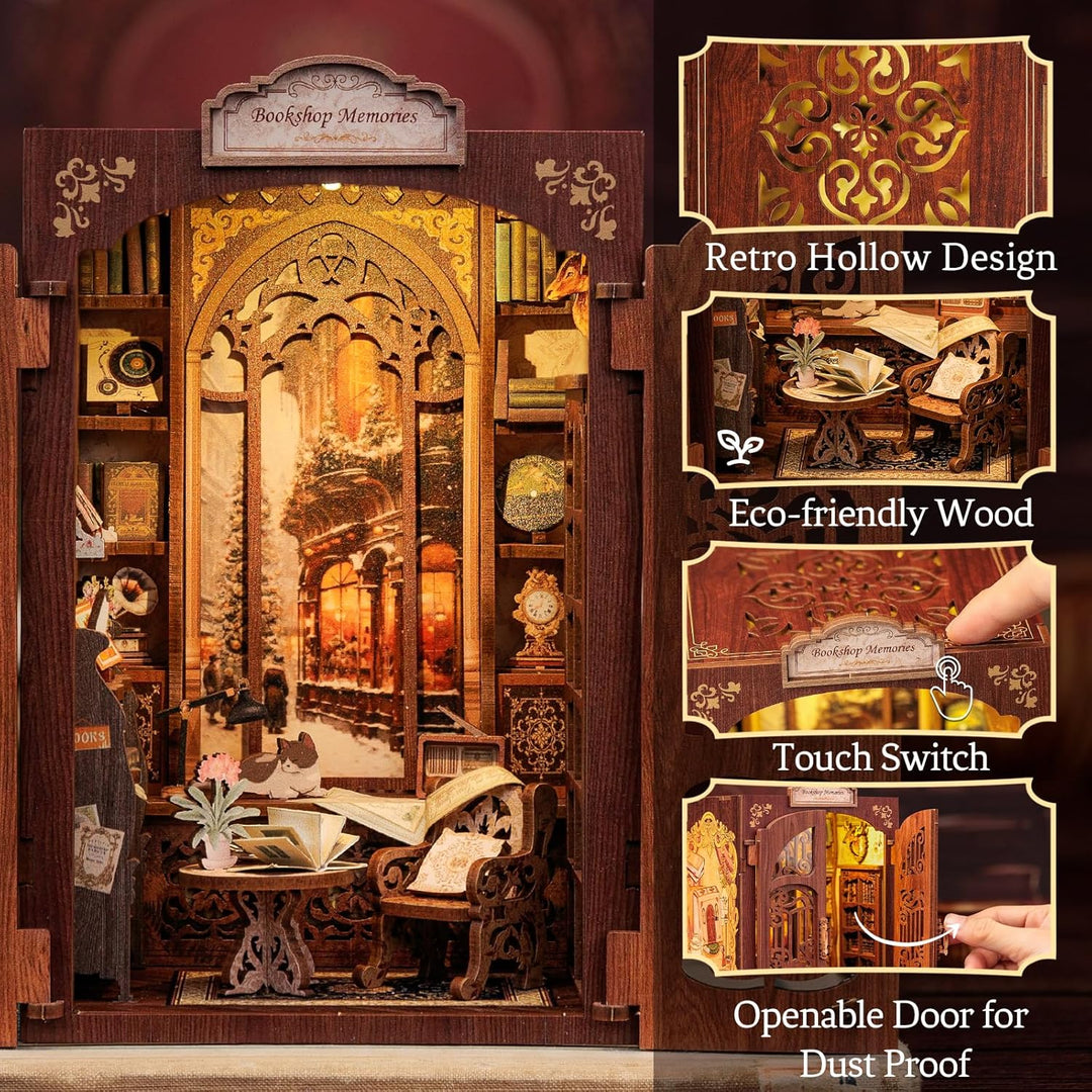 CUTEBEE Book Nook Kit - DIY Miniature House,Puppenhaus Miniatur Haus Selber Baue Bausatz mit Staubsc