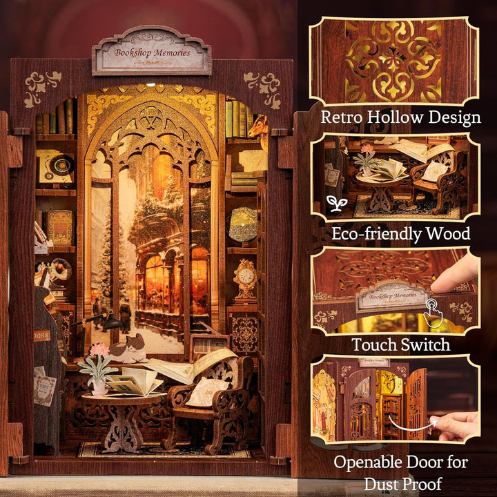 CUTEBEE Book Nook Kit - DIY Miniature House,Puppenhaus Miniatur Haus Selber Baue Bausatz mit Staubsc