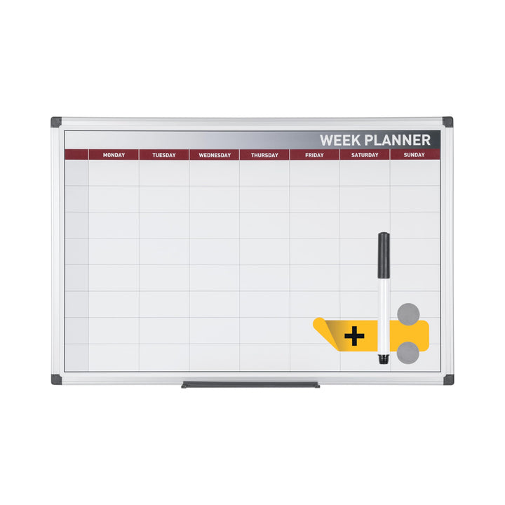 Bi-Office Wochenplaner, Magnetisch, Aluminium Rahmen, 60x45cm