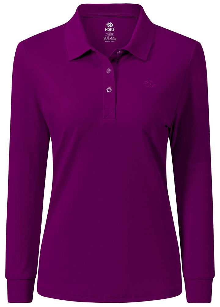 AjezMax Damen Poloshirt Baumwolle Golf Wintershirt Langarm Oberteile Sports Training Polo mit Kragen