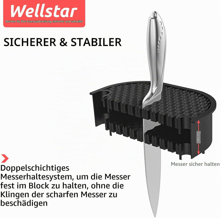 WELLSTAR Messerblock ohne Messer, Unbestückt Universal Messerblock,Messerhalter Platzsparender,Plast