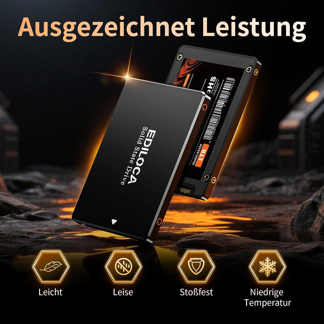 Ediloca SSD 1TB, SSD Festplatte Intern, 2.5" SATA III, bis zu 550MB/s, 3D NAND TLC, Kompatibel mit L