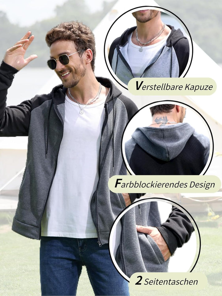 YawYews Sweatjacke Herren Zipper Hoodie Kapuzenjacke Herren Sweatjacke Mit Kapuze Sweatshirt Jacke R