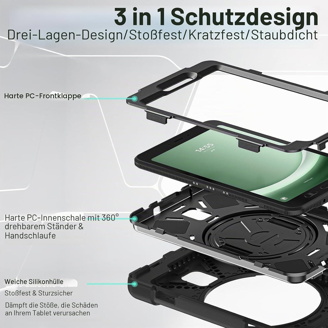 BRAECN Samsung Galaxy Tab Active 5/Tab Active 3 Hülle 8 Zoll SM-X300/X306B/T570/T575, Stossfeste Rob