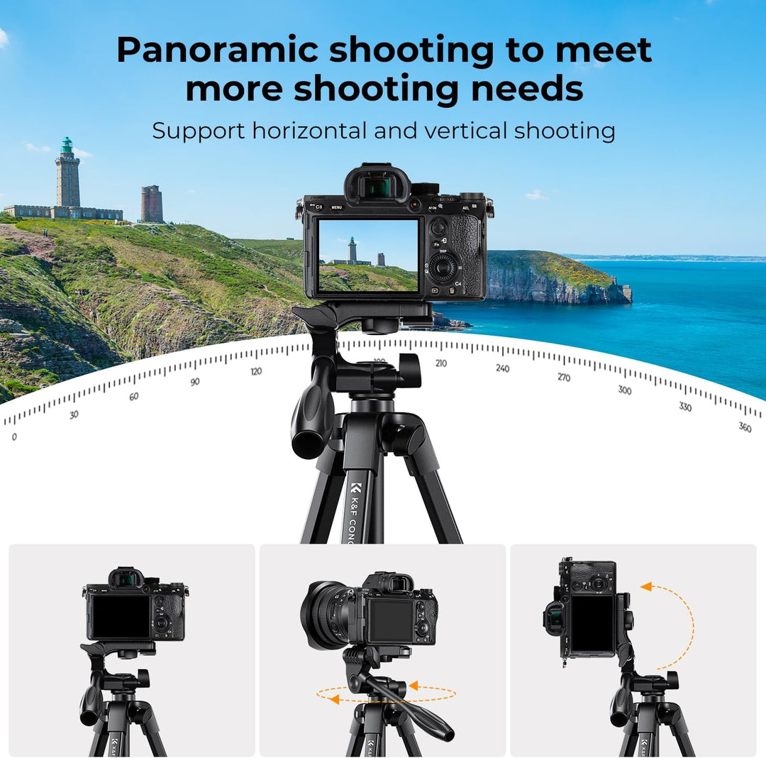 K&F Concept NT510 Handy Stativ,152cm leichtes Stativ, Tripod für DSLR Canon Nikon Sony, Stativ für S