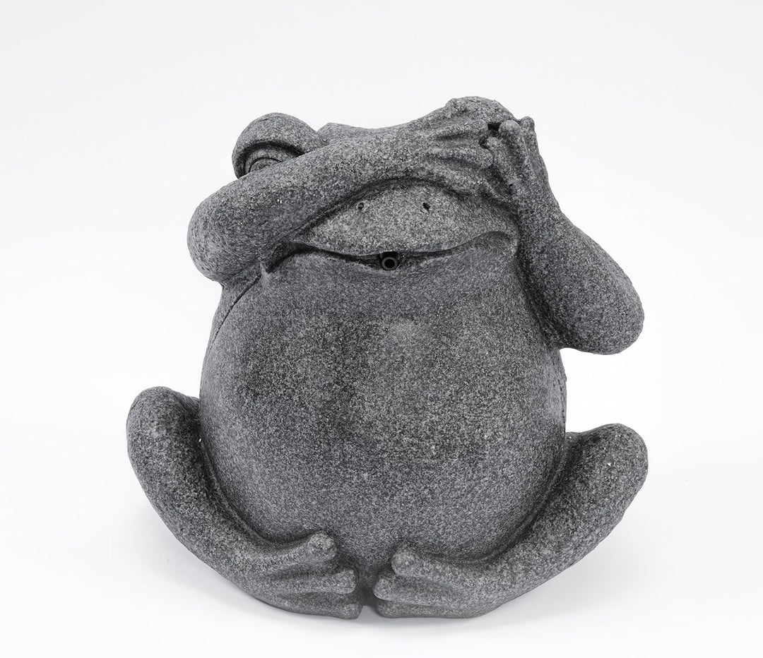 esotec Solar Set Wasserspeier Frosch sitzend, Solarpumpe, Teichfigur Gartenfigur Gartenstatue, Tauch